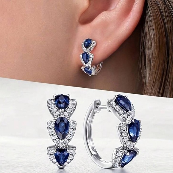 Jewelry - Sapphire and Silver Teardrop Earrings